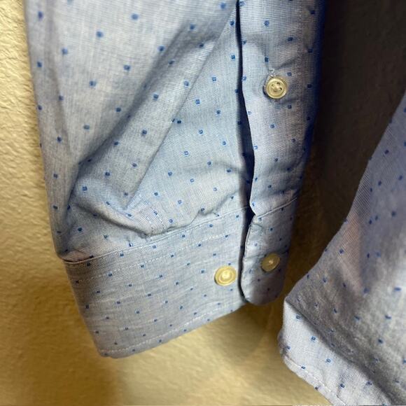 Banana Republic Men's Non-Iron Slim Fit Rivera Blue Dot Long Sleeve Shirt - Picture 4 of 13